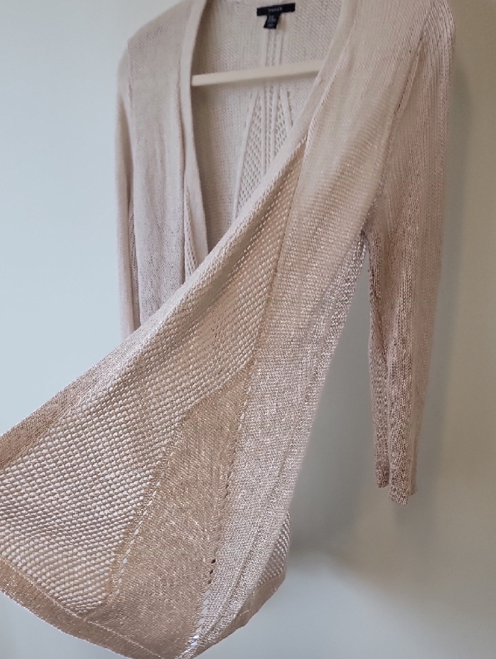 Tahari Beige Open-Front Cardigan Sweater Women's Knit Coastal - Picture 6 of 12